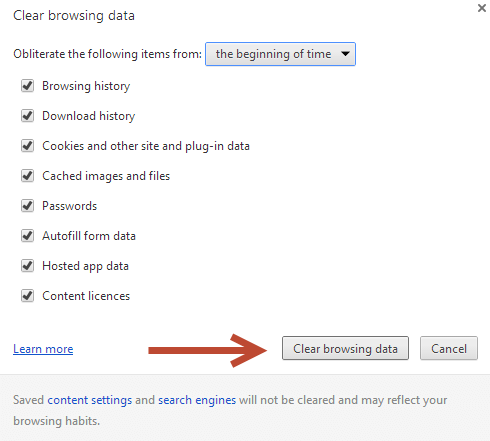 clear browsing data