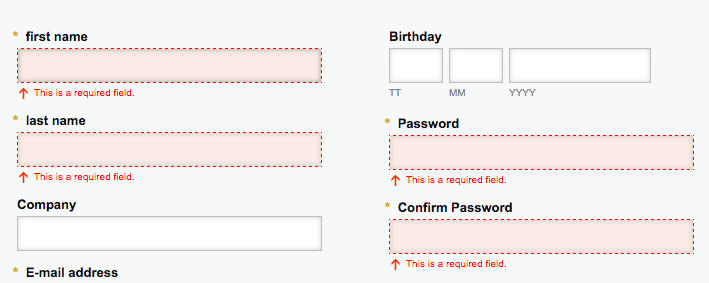 Fields registration form Registration Forms