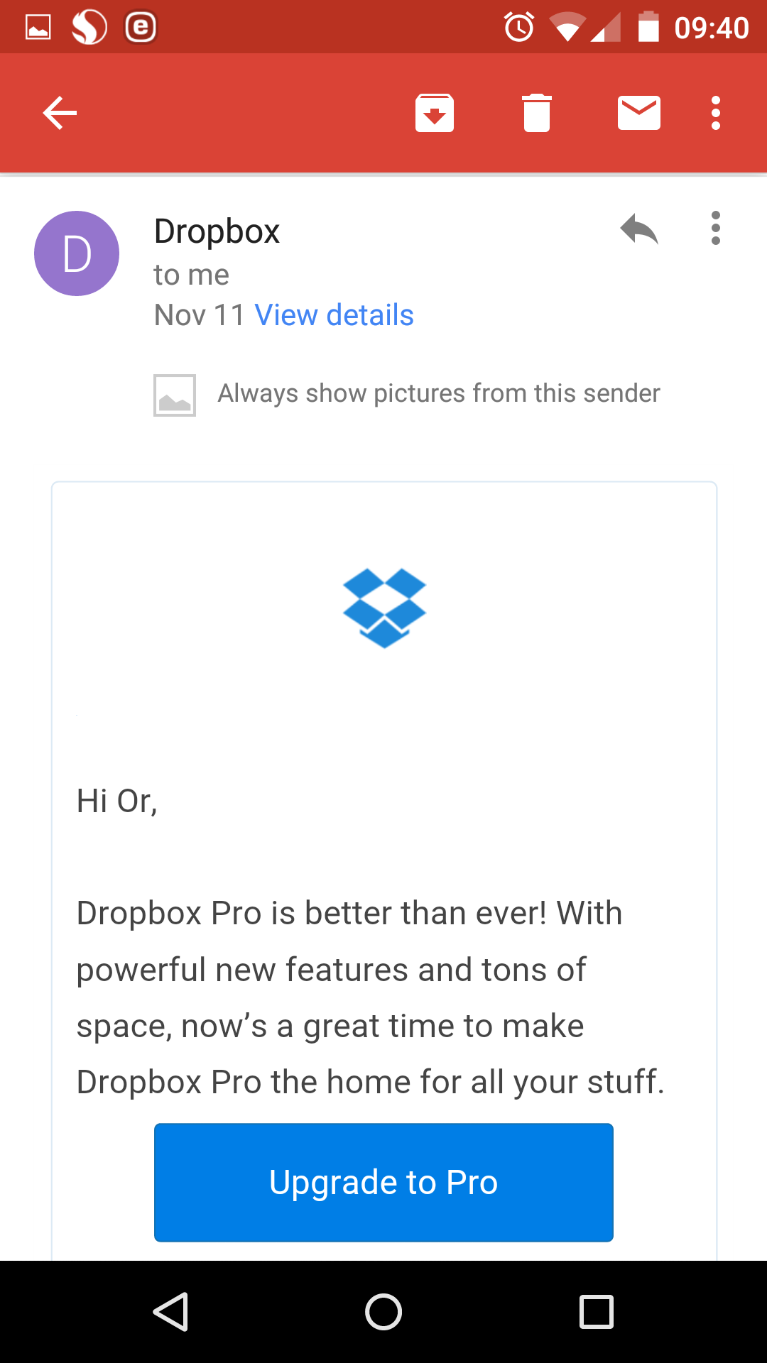 Dropbox email