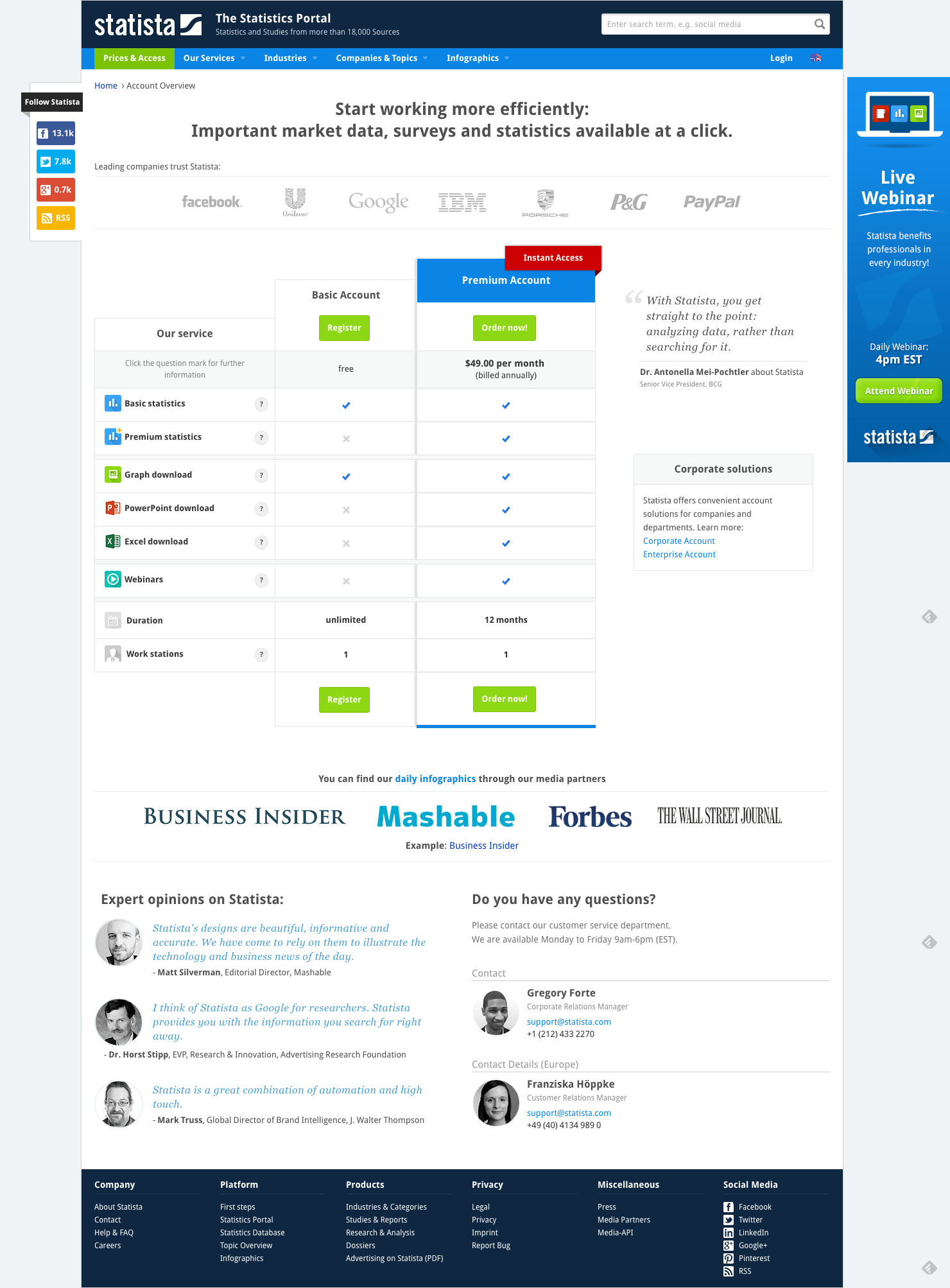 pricing page examples