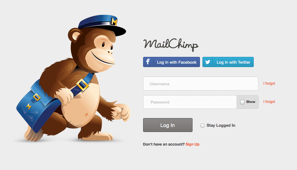 Mailchimp uses their mascot to help point you to exactly where they want you - registration!