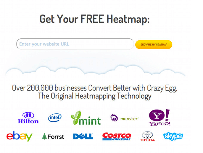 CrazyEgg used a nice array of social proof on their landing page to show who else uses their heatmap analytics so you would feel comfortable to.  