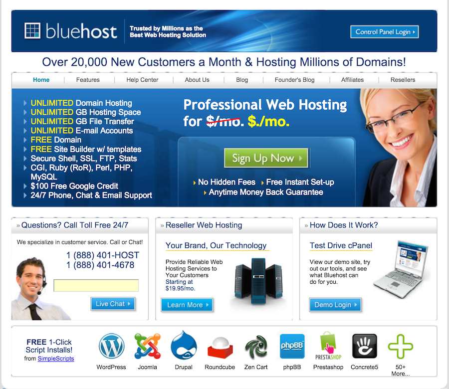 BlueHost - Before