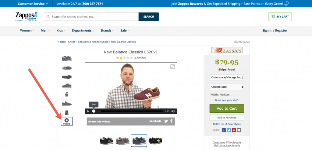 zappos uses video